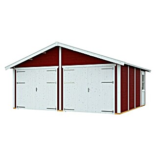 Skan Holz Garage Varberg 3 (Außenmaß inkl. Dachüberstand (B x T): 610 x 585 cm, Schwedenrot)