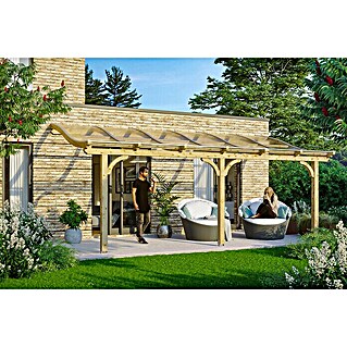 Skan Holz Terrassenüberdachung Venezia (B x T: 648 x 389 cm, Natur, Polycarbonat, Transparent)