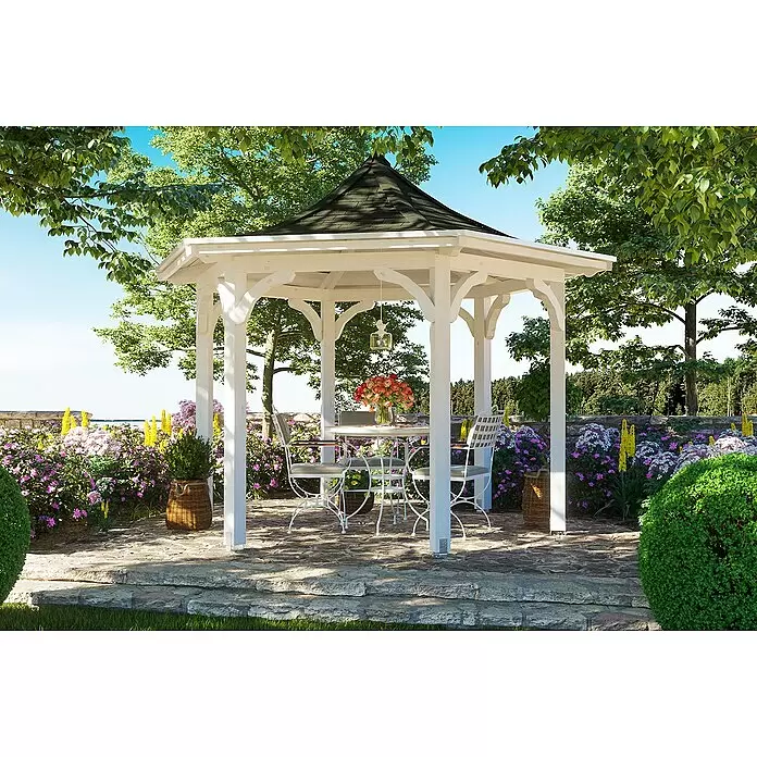 SKAN HOLZ Pavillon Versailles - L x B: 360 x 418 cm, Weiß - Stimmungsaufnahme
