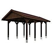 SKAN HOLZ Carport Wallgau (Außenmaß inkl. Dachüberstand (B x T): 3,8 x 6 m, Einzelcarport, Nussbaum, Farbe Dach: Rot, Materialspezifizierung Dach: Fichte, Bitumen) | BAUHAUS