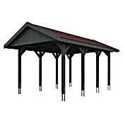 Skan Holz Carport Wallgau (Außenmaß inkl. Dachüberstand (B x T): 3,8 x 6 m, Einzelcarport, Schiefergrau, Rote Bitumenschindeln) | BAUHAUS