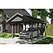 SKAN HOLZ Carport Wallgau (Außenmaß inkl. Dachüberstand (B x T): 3,8 x 6 m, Einzelcarport, Schiefergrau, Farbe Dach: Schwarz, Materialspezifizierung Dach: Fichte, Bitumen) | BAUHAUS