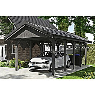 Skan Holz Carport Wallgau (Außenmaß inkl. Dachüberstand (B x T): 3,8 x 7,5 m, Einzelcarport, Schiefergrau)