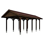SKAN HOLZ Carport Wallgau (Außenmaß inkl. Dachüberstand (B x T): 3,8 x 7,5 m, Einzelcarport, Nussbaum, Farbe Dach: Rot) | BAUHAUS