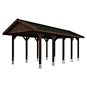 Skan Holz Carport Wallgau (Außenmaß inkl. Dachüberstand (B x T): 3,8 x 7,5 m, Einzelcarport, Nussbaum, Farbe Dach: Schwarz, Materialspezifizierung Dach: Fichte, Bitumen) | BAUHAUS