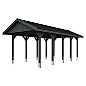 Skan Holz Carport Wallgau (Außenmaß inkl. Dachüberstand (B x T): 3,8 x 7,5 m, Einzelcarport, Schiefergrau, Schwarze Bitumenschindeln) | BAUHAUS