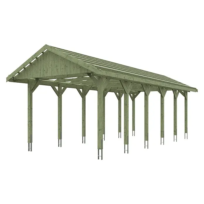 SKAN HOLZ Carport Wallgau - Außenmaß inkl. Dachüberstand (B x T): 3,8 x 9 m, Einzelcarport, Grün - Holzkonstruktion mit Dach, ideal als Carport oder Überdachung. Die stabile Bauweise bietet Schutz vor Wettereinflüssen und ist optisch ansprechend.