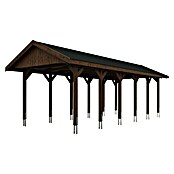 Skan Holz Carport Wallgau (Außenmaß inkl. Dachüberstand (B x T): 3,8 x 9 m, Einzelcarport, Nussbaum, Schwarze Bitumenschindeln) | BAUHAUS