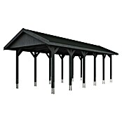 Skan Holz Carport Wallgau (Außenmaß inkl. Dachüberstand (B x T): 3,8 x 9 m, Einzelcarport, Schiefergrau, Schwarze Bitumenschindeln) | BAUHAUS