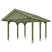 Skan Holz Carport Wallgau (Außenmaß inkl. Dachüberstand (B x T): 4,3 x 5 m, Einzelcarport, Grün, Dachlatten zur Eindeckung mit Dachziegeln) | BAUHAUS