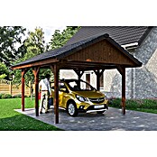 Skan Holz Carport Wallgau (Außenmaß inkl. Dachüberstand (B x T): 4,3 x 5 m, Einzelcarport, Nussbaum, Dachlatten zur Eindeckung mit Dachziegeln) | BAUHAUS