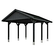 Skan Holz Carport Wallgau (Außenmaß inkl. Dachüberstand (B x T): 4,3 x 5 m, Einzelcarport, Schiefergrau, Schwarze Bitumenschindeln) | BAUHAUS