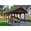 SKAN HOLZ Carport Wallgau (Außenmaß inkl. Dachüberstand (B x T): 4,3 x 6 m, Einzelcarport, Nussbaum, Dachlatten zur Eindeckung mit Dachziegeln) | BAUHAUS