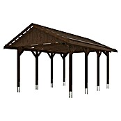 Skan Holz Carport Wallgau (Außenmaß inkl. Dachüberstand (B x T): 4,3 x 6 m, Einzelcarport, Nussbaum, Dachlatten zur Eindeckung mit Dachziegeln) | BAUHAUS