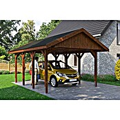 Skan Holz Carport Wallgau (Außenmaß inkl. Dachüberstand (B x T): 4,3 x 6 m, Einzelcarport, Nussbaum, Farbe Dach: Schwarz, Materialspezifizierung Dach: Fichte, Bitumen) | BAUHAUS