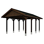 Skan Holz Carport Wallgau (Außenmaß inkl. Dachüberstand (B x T): 4,3 x 6 m, Einzelcarport, Nussbaum, Farbe Dach: Schwarz, Materialspezifizierung Dach: Fichte, Bitumen) | BAUHAUS