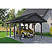 SKAN HOLZ Carport Wallgau (Außenmaß inkl. Dachüberstand (B x T): 4,3 x 6 m, Einzelcarport, Schiefergrau, Schwarze Bitumenschindeln) | BAUHAUS