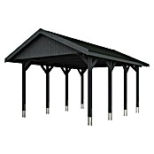 SKAN HOLZ Carport Wallgau (Außenmaß inkl. Dachüberstand (B x T): 4,3 x 6 m, Einzelcarport, Schiefergrau, Schwarze Bitumenschindeln) | BAUHAUS