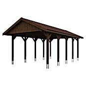 SKAN HOLZ Carport Wallgau (Außenmaß inkl. Dachüberstand (B x T): 4,3 x 7,5 m, Einzelcarport, Nussbaum, Farbe Dach: Rot) | BAUHAUS