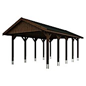 Skan Holz Carport Wallgau (Außenmaß inkl. Dachüberstand (B x T): 4,3 x 7,5 m, Einzelcarport, Nussbaum, Farbe Dach: Schwarz, Materialspezifizierung Dach: Fichte, Bitumen) | BAUHAUS