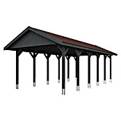 SKAN HOLZ Carport Wallgau (Außenmaß inkl. Dachüberstand (B x T): 4,3 x 9 m, Einzelcarport, Schiefergrau, Rote Bitumenschindeln) | BAUHAUS