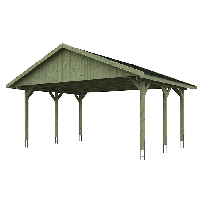 SKAN HOLZ Carport Wallgau (Außenmaß inkl. Dachüberstand (B x T): 6,2 x 5 m, Doppelcarport, Farbe Dach: Schwarz) | BAUHAUS