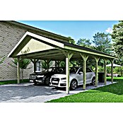 SKAN HOLZ Carport Wallgau (Außenmaß inkl. Dachüberstand (B x T): 6,2 x 7,5 m, Doppelcarport, Farbe Dach: Schwarz) | BAUHAUS