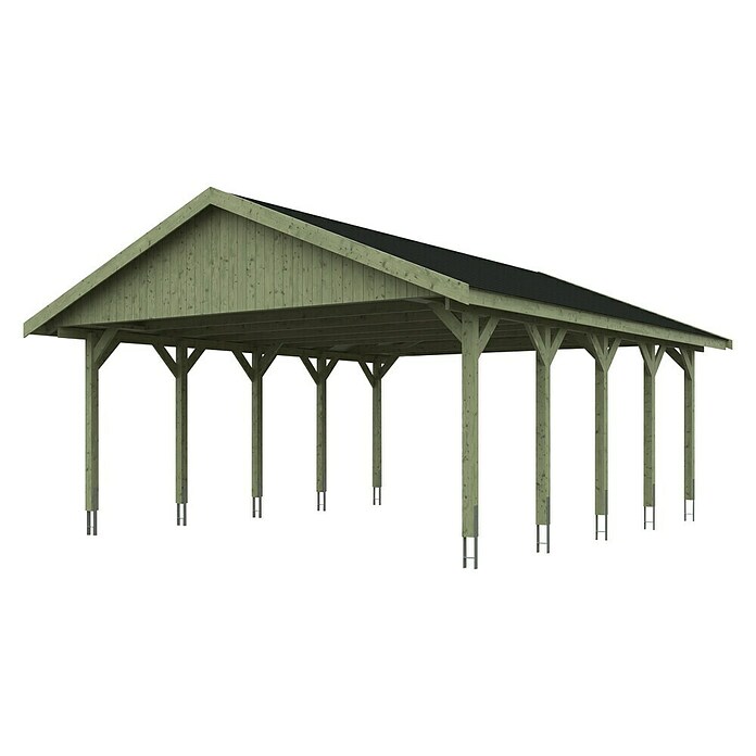 SKAN HOLZ Carport Wallgau (Außenmaß inkl. Dachüberstand (B x T): 6,2 x 7,5 m, Doppelcarport, Farbe Dach: Schwarz) | BAUHAUS