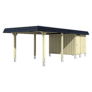Skan Holz Carport Wendland (Außenmaß inkl. Dachüberstand (B x T): 3,62 x 8,7 m, Einzelcarport, Weiß, Farbe Dach: Schwarz, Materialspezifizierung Dach: EPDM-Folie)