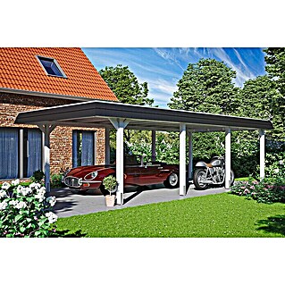 Skan Holz Carport Wendland (Außenmaß inkl. Dachüberstand (B x T): 4,09 x 8,7 m, Einzelcarport, Weiß, Farbe Dach: Anthrazit, Materialspezifizierung Dach: Aluminium)