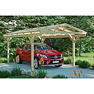 Skan Holz Carport Westerwald (Außenmaß inkl. Dachüberstand (B x T): 3,62 x 5,41 m, Einzelcarport, Natur)