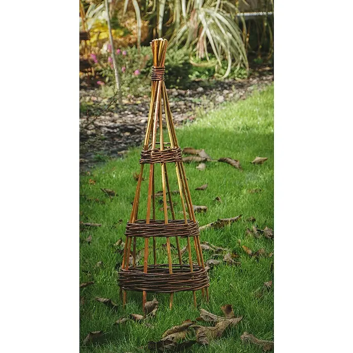 Rankhilfe - Höhe: 90 cm, Weide, Naturbraun - Dekorative Pflanzenstütze aus Weide im Garten. Ideal für Kletterpflanzen, bietet Halt und Struktur. Natürliche Optik fügt sich harmonisch ein.