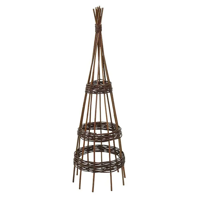 Rankhilfe - Höhe: 110 cm, Weide, Naturbraun - Ein handgefertigtes Rankgerüst aus Weide, ideal für Kletterpflanzen im Garten oder auf der Terrasse, bietet natürliche Unterstützung und rustikale Ästhetik.