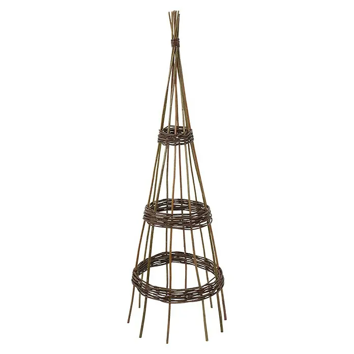 Rankhilfe - Höhe: 150 cm, Weide, Naturbraun - Ein dreistufiges Rankgitter aus Weide, ideal für Kletterpflanzen im Garten oder auf der Terrasse. Natürliches Design fügt sich nahtlos ein.
