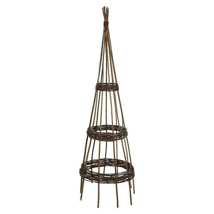 Rankhilfe - Höhe: 170 cm, Weide, Naturbraun - Dekorative Weidenstütze in Kegelform. Die Rankhilfe besteht aus naturbelassenen Weidenzweigen und ist ideal für Kletterpflanzen im Garten.