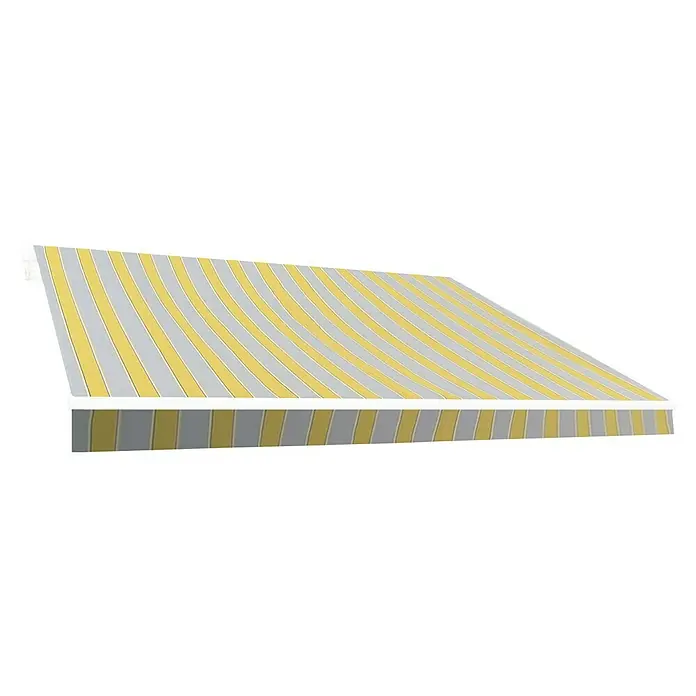SmartSun Lona para toldo Poliéster - Amarillo / gris, Ancho: 3 m, Caída: 2 m - Toldo con rayas amarillas y grises, ideal para sombra y protección solar, un elemento de diseño decorativo para espacios exteriores.