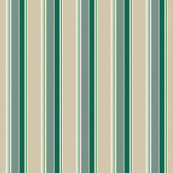 SmartSun Lona para toldo Acrílica - Beige/Verde, Ancho: 4 m, Caída: 2,5 m - Patrón de rayas textiles con rayas verdes, beige y blancas, ideal para aplicaciones de diseño versátiles y proyectos decorativos.