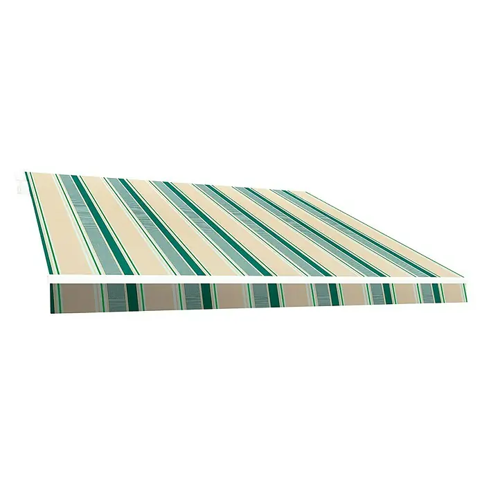 SmartSun Lona para toldo Acrílica - Beige/Verde, Ancho: 4 m, Caída: 2,5 m - Toldo rayado en verde y beige. El toldo proporciona sombra y protege del sol y la lluvia. Perfecto para terraza o balcón.