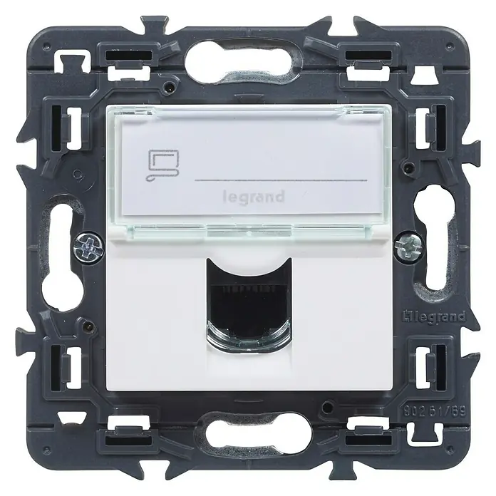Legrand Valena Next Toma de red RJ45 - Blanco, x 1, Metal, Instalar - Toma de red Legrand con campo de etiquetado y puerto RJ45, ideal para cableado estructurado en la oficina o en casa.