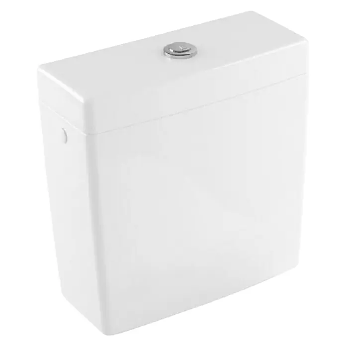Villeroy & Boch Subway 2.0 Spülkasten - Mit schmutzabweisender Glasur, Keramik, 18 x 37 x 40 cm, Weiß - Weißer Spülkasten für die Toilette mit verchromtem Knopf. Ideal für moderne Badezimmer und einfache Installation.