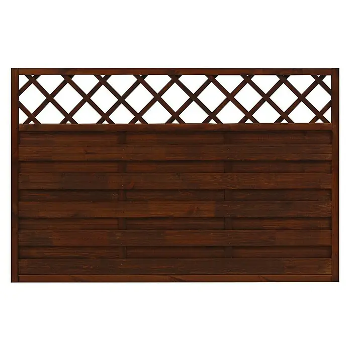 Andrewex Sichtschutzelement Hamburg - Braun - Ansicht eines Holzzauns mit Rautenmuster, perfekt für den Garten. Robust und wetterfest, ideal als Sichtschutz oder zur Abgrenzung.