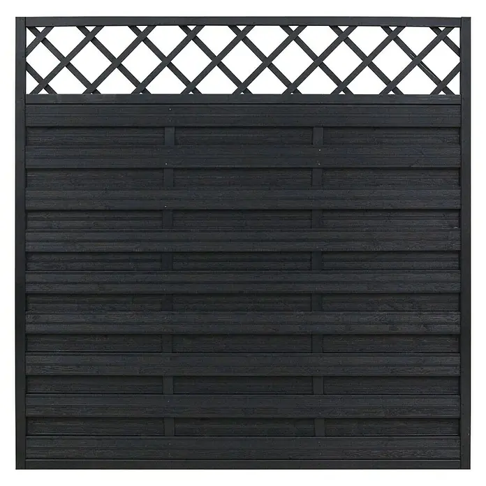 Andrewex Sichtschutzelement Hamburg - 180 x 180 cm, Anthrazit - Schwarzer Holzzaun mit Lattenmuster oben, ideal als Sichtschutz oder Gartenelement. Robust und stilvoll für jeden Außenbereich.