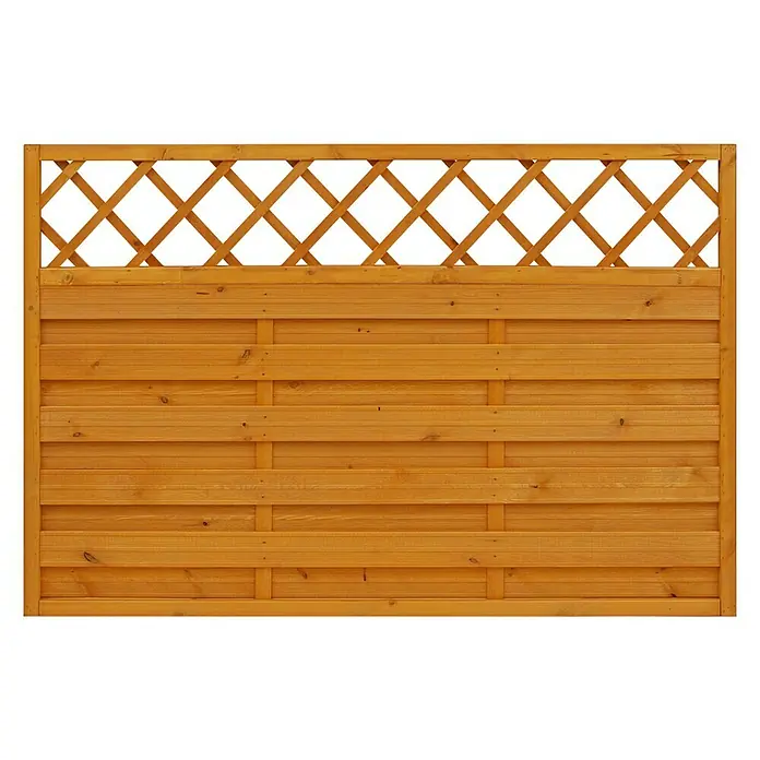 Andrewex Sichtschutzelement Hamburg - 180 x 120 cm, Pinie - Braune Holzzaunplatte mit Rautenmuster-Einsatz für Garten- und Landschaftsbauprojekte. Schützt die Privatsphäre und dient als Windschutz.