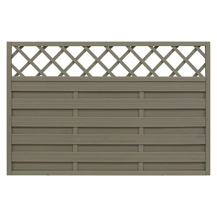 Andrewex Sichtschutzelement Hamburg - 180 x 120 cm, Grau - Ein Zaunelement in Braun mit dekorativem Lattenmuster im oberen Bereich. Ideal für Garten oder Terrasse.