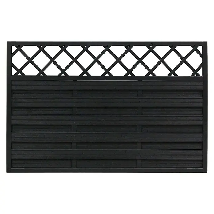 Andrewex Sichtschutzelement Hamburg - 180 x 120 cm, Anthrazit - Schwarzer Holzzaun mit dekorativem Gittermuster, ideal für den Garten oder als Sichtschutz, der Privatsphäre und Ästhetik vereint.