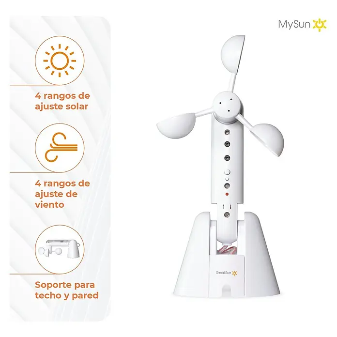 SmartSun Sensor solar y de viento - L x An x Al: 24,4 x 11 x 3 cm, Específico para: Toldos Smartsun - El dispositivo MySun SmartSun mide el viento y el sol. Ideal para propietarios y jardineros que desean controlar su entorno.