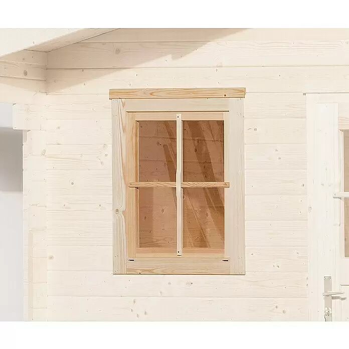 Weka Gartenhaus-Fenster - Passend für: Weka Gartenhäuser Wandstärke 45 mm, Natur - Detailaufnahme
