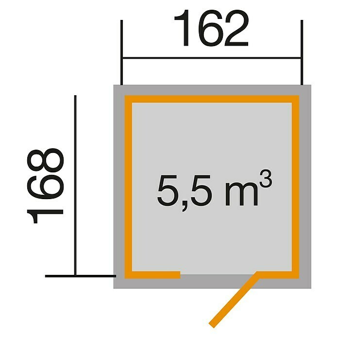 Weka Gerätehaus SchwedenhausB x T: 200 x 208 cm, Holz, 2,722 m², Wandstärke: 32 mm View From Above