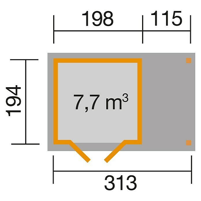 337 237 x (B + Gartenhaus (Außenmaß x T): Dachüberstand cm inkl. BAUHAUS Weka cm, 115 Holz, Natur) Anbau | 321
