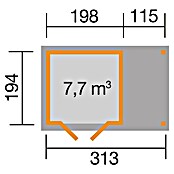 Weka Gartenhaus 321 + Anbau 115 cm (Außenmaß inkl. Dachüberstand (B x T): 337 x 237 cm, Holz, Natur) | BAUHAUS